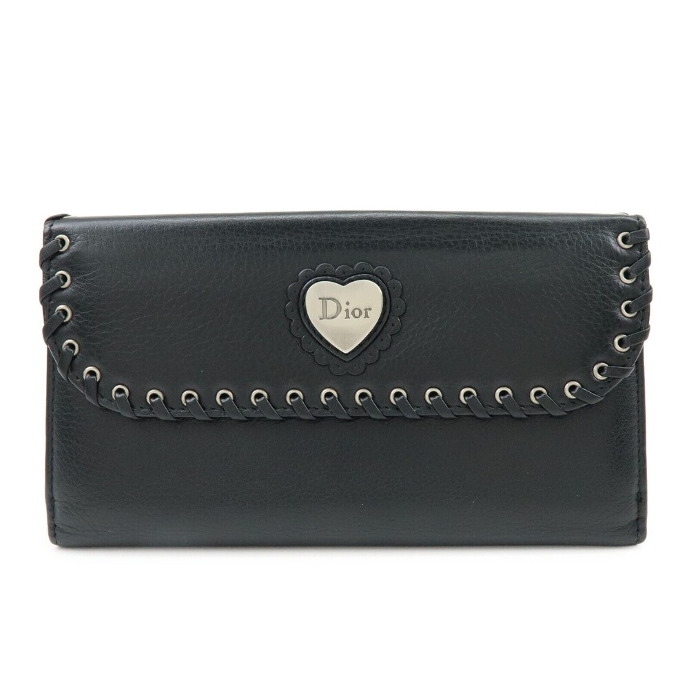 Christian Dior Trotter / Heart Motif Wallet Leather